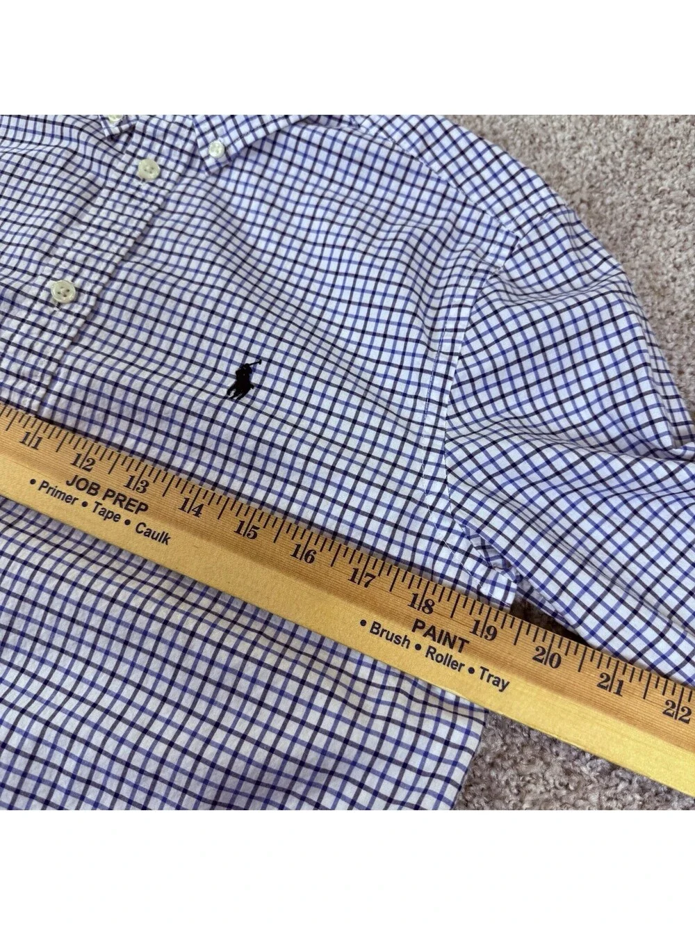Polo Ralph Lauren Shirt Youth Large Blue Gingham Poplin Check Casual Nat Stretch